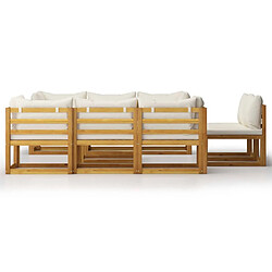 Avis Maison Chic Salon de jardin 9 pcs - Table et chaises d'extérieur - Mobilier/Meubles de jardin Moderne avec coussin Crème Bois d'acacia solide -MN69867