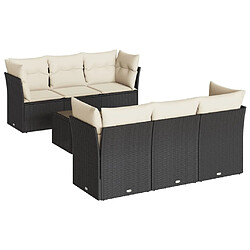 Maison Chic Salon de jardin 7 pcs avec coussins | Ensemble de Table et chaises | Mobilier d'Extérieur noir résine tressée -GKD28587