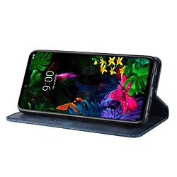 Wewoo Housse Coque Étui en cuir à boucle magnétique avec texture rétro et pour LG G8 ThinQ, support emplacements pour cartes porte-monnaie (bleu) pas cher