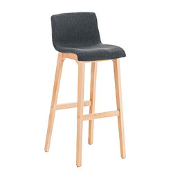 Decoshop26 Tabouret de bar x1 avec repose-pieds structure de 4 pieds en bois assise en tissu gris foncé 10_0004973