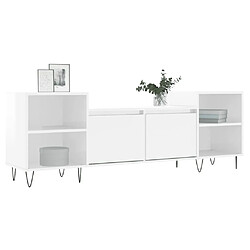 Avis Maison Chic Meuble TV scandinave - Banc TV pour salon Blanc brillant 160x35x55 cm Bois d'ingénierie -MN70168