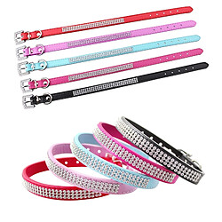 Wewoo Collier Chien & Chat Magenta Les produits d'animal familier de de clouté par diamant d'unité centrale, taille: S, 1.5 * 37cm pas cher