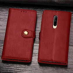 Wewoo Housse Coque Pour OnePlus 7 Pro Retro Boucle en cuir de couleur unie Protection téléphone mobile Etui avec cadre photo et fente carte et porte-monnaie et support Rouge