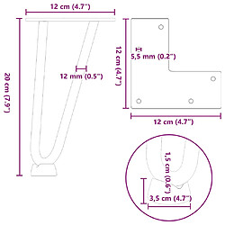 vidaXL Pieds de table en forme d'épingle à cheveux 4 pcs noir 20 cm pas cher