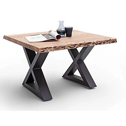 Pegane Table basse en bois d'acacia massif naturel / acier anthracite - L.75 x H.45 x P.75 cm