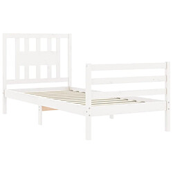 Maison Chic Cadre/structure de lit avec tête de lit pour adulte - Lit Moderne Chambre blanc simple bois massif -MN95119 pas cher