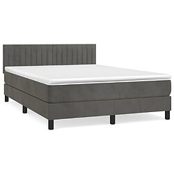 Maison Chic Lit Adulte - Lit simple Lit à sommier tapissier et matelas moelleux - Meuble de Chambre - Gris foncé 140x190cm Velours -MN41582