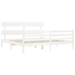 Maison Chic Lit adulte - Cadre Structure de lit avec tête de lit Contemporain blanc 200x200 cm bois massif -MN63128 pas cher