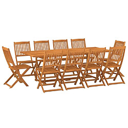 Maison Chic Mobilier à dîner 11 pcs de jardin - Ensemble table et chaises d'extérieur - Salon/Mobilier de jardin classique Bois d'acacia massif -MN16214