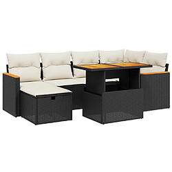 Maison Chic Ensemble Tables et chaises d'extérieur 7pcs avec coussins,Salon de jardin noir résine tressée -GKD681272