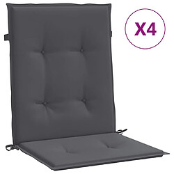 vidaXL Coussins de chaise de jardin à dossier bas lot de 4 anthracite