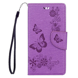 Wewoo Housse Étui Violet pour Huawei Honor 8 Papillons Gaufrage Horizontal en cuir Flip avec support & Slots de cartes Portefeuille & Longe