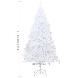 vidaXL Arbre de Noël artificiel pré-éclairé et boules blanc 150 cm PVC pas cher