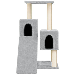 Helloshop26 Arbre à chat meuble tour grimper jouet grattage grattoir escalade plateforme avec griffoirs en sisal clair 82 cm gris 02_0022619