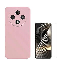 Kit Verre Trempé Clearglass + Housse En Silicone Liquide Phonecare Compatible avec Oppo Reno12 FS 4G - Rose