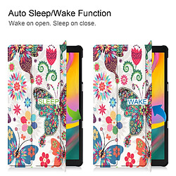 Avis Etui en PU support triple motif imprimé papillon et fleur pour votre Samsung Galaxy Tab A 10.1 (2019) SM-T515