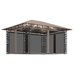 Maison Chic Tonnelle | Pergola avec moustiquaire et lumières LED 4x3x2,73 m Taupe -GKD38329