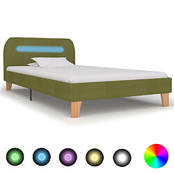 Maison Chic Lit adulte - Cadre de lit avec LED,Structure du lit Contemporain Vert Tissu 90 x 200 cm -MN48694