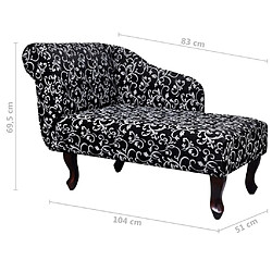 vidaXL Chaise longue Noir et blanc Tissu pas cher