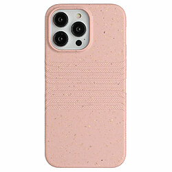 Coque en TPU + paille de blé entièrement biodégradable pour votre iPhone 14 Pro Max - rose