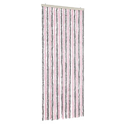 vidaXL Rideau anti-mouches gris argenté et rose 56x200 cm chenille