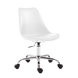 Decoshop26 Chaise de bureau tabouret à roulette hauteur réglable blanc TABO10028