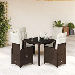 vidaXL Ensemble de bistro de jardin 5 pcs coussins marron poly rotin