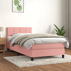 Maison Chic Lit Adulte - Lit simple Lit à sommier tapissier avec matelas moelleux - Meuble de Chambre - Rose 90x200 cm Velours -MN50363