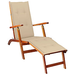 Maison Chic Chaise longue,Chaise de terrasse,Chaise d’extérieur avec repose-pied et coussin Acacia solide -GKD84526