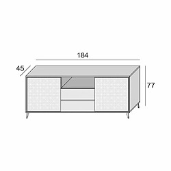 Inside 75 Buffet GAMMA 2 portes 2 tiroirs 1 compartiment pieds métal cadre ciment façade blanc ciment