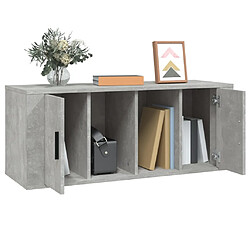 Avis vidaXL Meuble TV Gris béton 100x35x40 cm Bois d'ingénierie