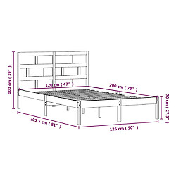 vidaXL Cadre de lit sans matelas bois massif 120x200 cm pas cher