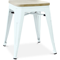 ICONIK INTERIOR Tabouret de bar design industriel - Bois et acier - 45cm - Nouvelle édition - Stylix Bleu gris