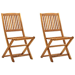 Maison Chic Lot de 2 Chaises pliables d'extérieur| Chaises Relax de jardin Bois d'acacia solide -GKD91004