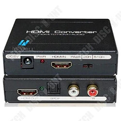 Tech Discount TD® HDMI Audio extracteur convertisseur SPDIF + RCA L - R TV DVD Noir - Acessoire de vidéo et sons - cable et connecteur HDMI