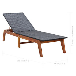 vidaXL Chaise longue et coussin Résine tressée et bois d'acacia massif pas cher