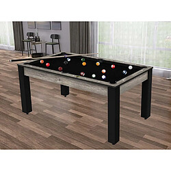 Jardindeco Billard convertible table 6 personnes Texas + pack accessoires Confort industriel et noir (tapis)