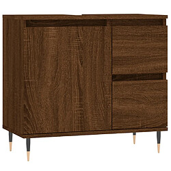 Maison Chic Armoire de bain,Meuble de rangement de salle de bain,Meuble haut chêne marron 65x33x60 cm bois d'ingénierie -GKD155340