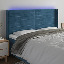 Maison Chic Tête de lit scandinave à LED,meuble de chambre Bleu foncé 203x16x118/128 cm Velours -MN99864