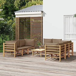 Maison Chic Salon de jardin 9 pcs + coussins - Mobilier/Meubles de jardin - Table et chaises d'extérieur taupe bambou -MN94304