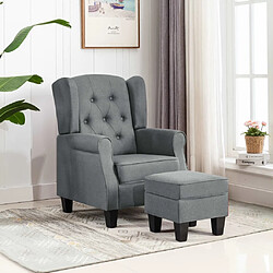 vidaXL Fauteuil avec repose-pied Gris clair Tissu