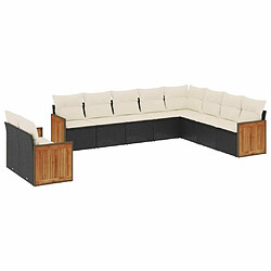 Maison Chic Salon de jardin 10 pcs avec coussins | Ensemble de Table et chaises | Mobilier d'Extérieur noir résine tressée -GKD10158