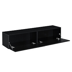 Helloshop26 Étagère murale design meuble support TV avec 2 Tiroirs 140 cm noir brillant 03_0005192