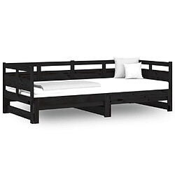 vidaXL Lit coulissant sans matelas noir 2x(80x200)cm