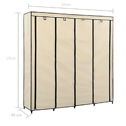 vidaXL Garde-robe avec 4 compartiments Crème 175x45x170 cm pas cher