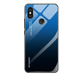 Wewoo Coque Pour Xiaomi Redmi Note 5 Pro étui en verre de couleur dégradée bleu