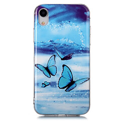 Coque en TPU noctilucent flexible papillon bleu pour votre Apple iPhone XR 6.1 pouces