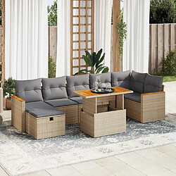 vidaXL Salon de jardin avec coussins 5 pcs beige résine tressée