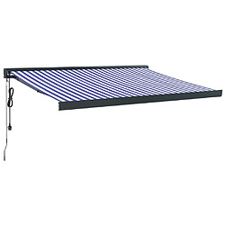 vidaXL Auvent rétractable bleu et blanc 3x2,5 m tissu et aluminium