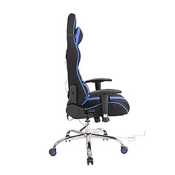 Avis Decoshop26 Fauteuil de bureau gamer design sportif fonction de massage chauffant avec coussins en tissu noir / bleu 10_0002534